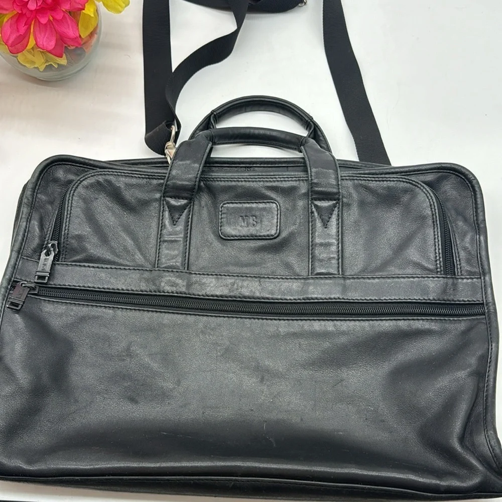 Tumi Black Super Soft Leather Briefcase BP6641B
